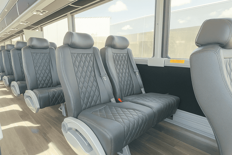 interior of Council Bluffs Coach Bus Service charter bus