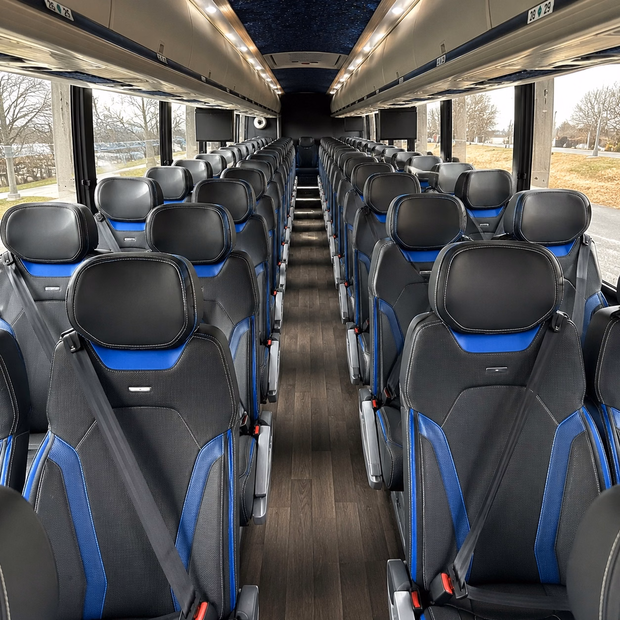56 passenger charter bus inside